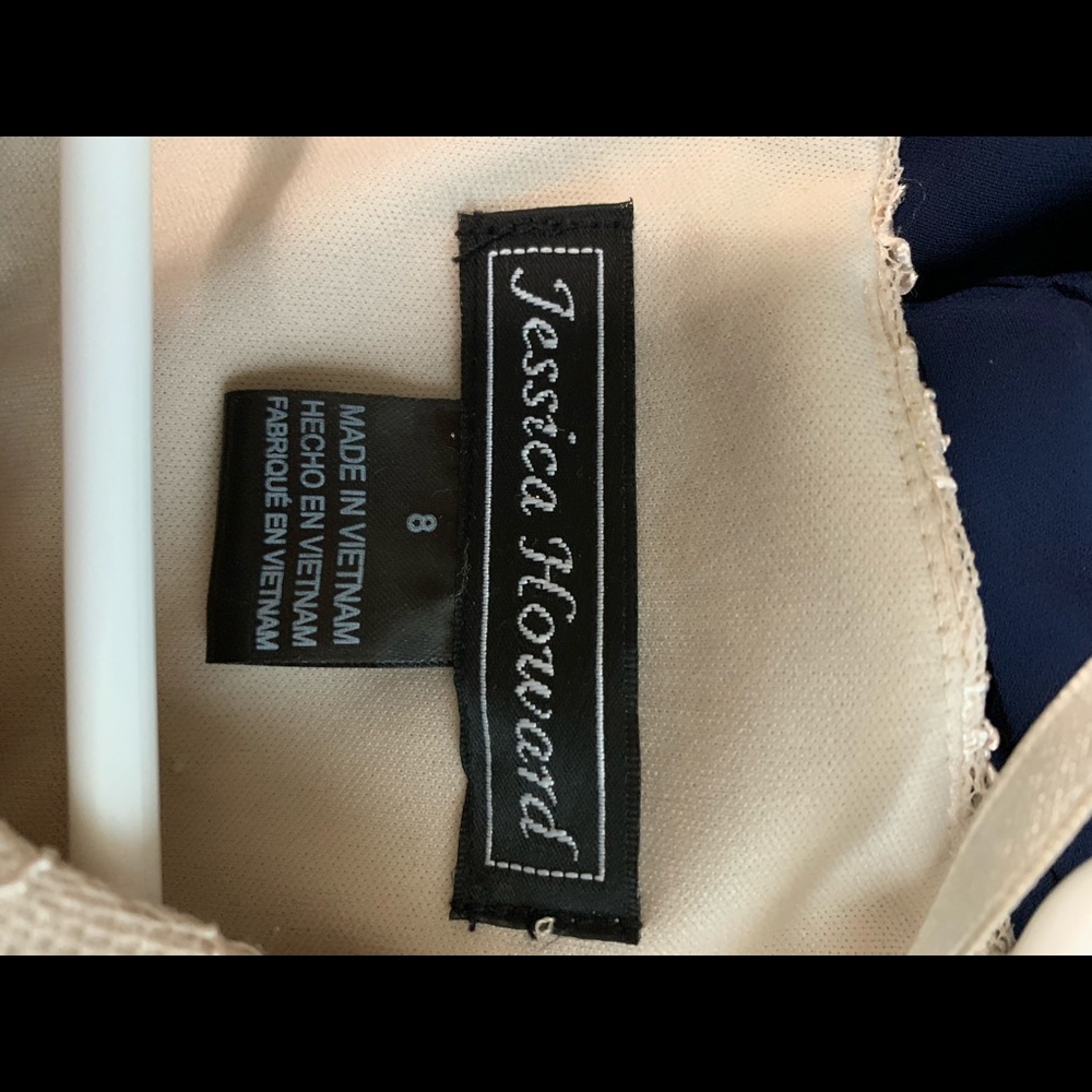 Jessica Howard champagne Lace A line gown